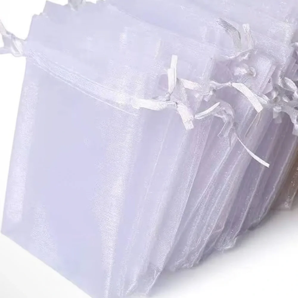 Qty15 Organza Drawstring White Favor Bags NWOT